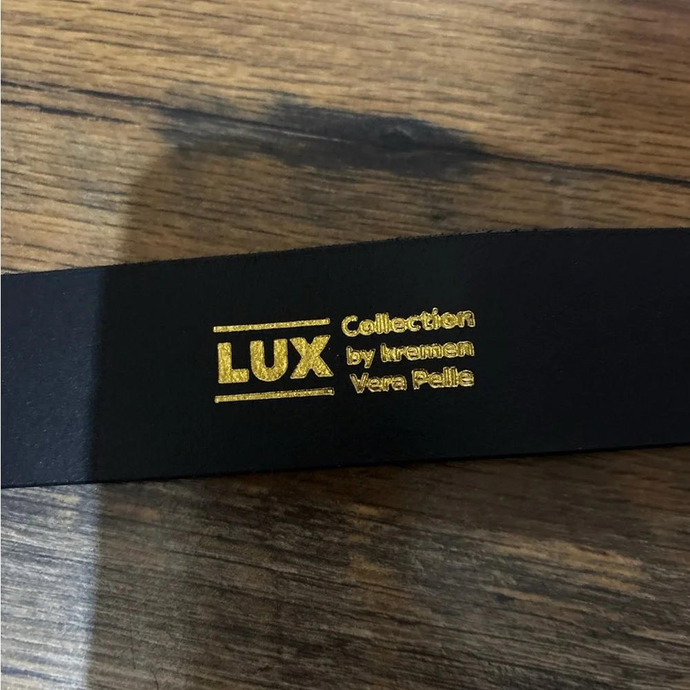 Lux Collection by Kremen Denver Men's Belt in Black Premium‎ Calfskin Leather